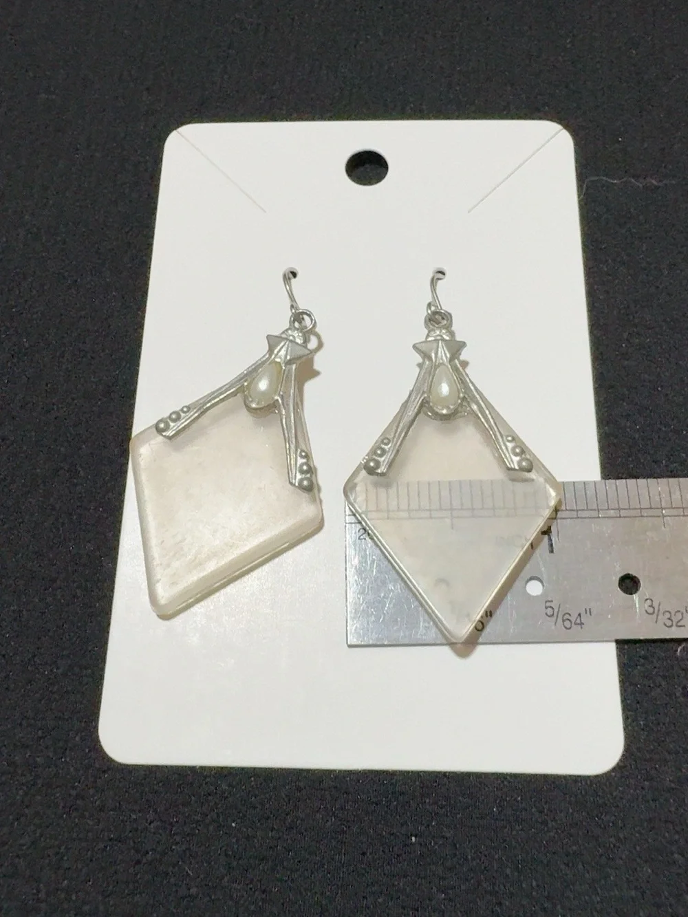 Vintage Art Deco Camphor Style Glass Dangle Earrings